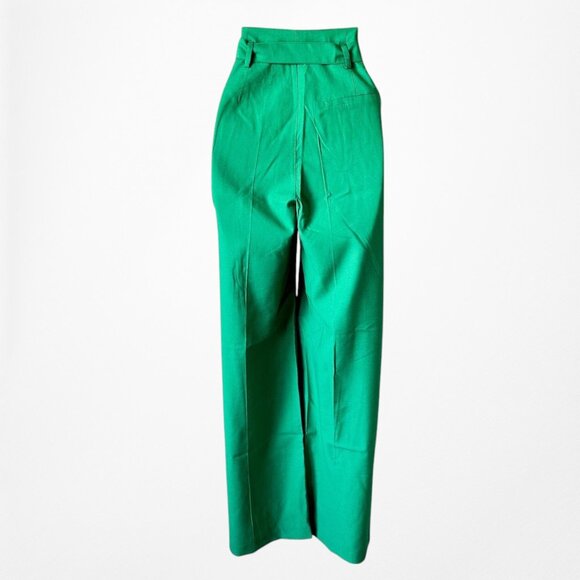 Zara Green High Waisted Button Front Detail Straight Leg Pants Size XS/S - Picture 8 of 9